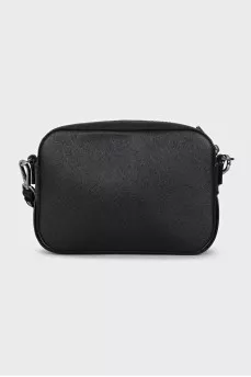 Black eco-leather bag with silver logo