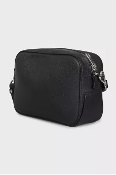 Black eco-leather bag with silver logo