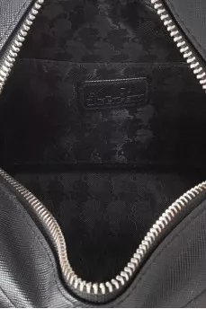 Black eco-leather bag with silver logo