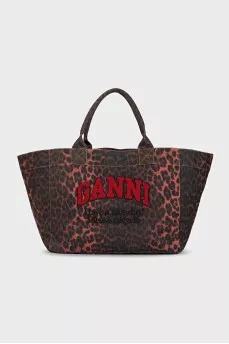 Textile shopper with print and signature embroidery
