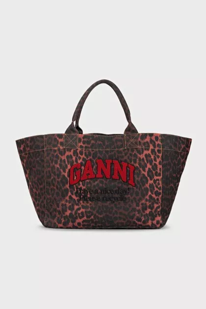Textile shopper with print and signature embroidery