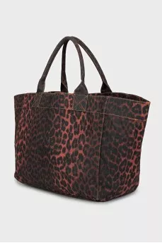 Textile shopper with print and signature embroidery