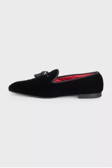 Men's velvet loafers with tassels