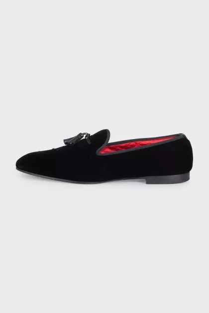 Men's velvet loafers with tassels