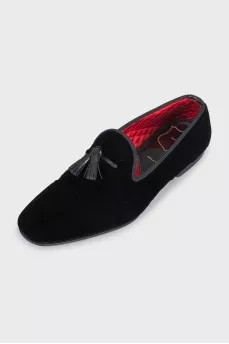 Men's velvet loafers with tassels