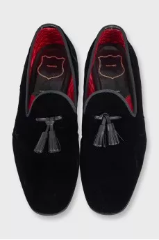 Men's velvet loafers with tassels