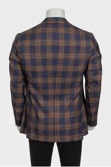 Men's blue plaid print jacket with tag