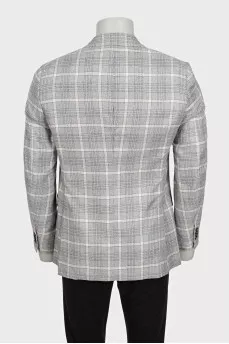 Men's gray blazer with a checkered print