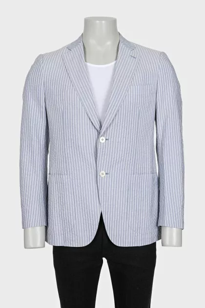 Men's blue jacket with white stripes