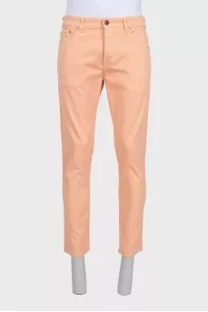 Men's orange straight-leg jeans