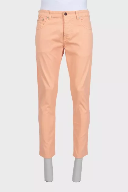 Men's orange straight-leg jeans