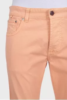 Men's orange straight-leg jeans