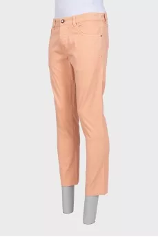 Men's orange straight-leg jeans