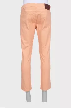 Men's orange straight-leg jeans
