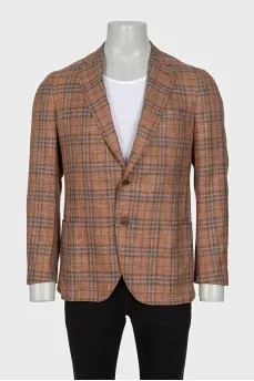 Men's brown wool, silk and linen jacket