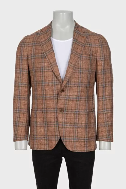 Men's brown wool, silk and linen jacket