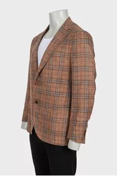Men's brown wool, silk and linen jacket