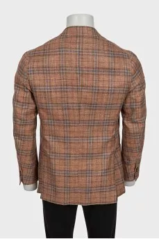 Men's brown wool, silk and linen jacket