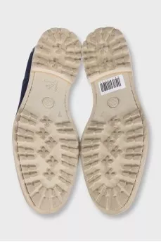 Men's blue brogues with suede and textile
