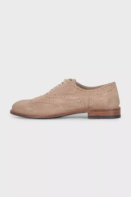 Men's beige suede brogues