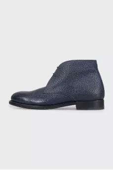 Men's blue leather lace-up boots