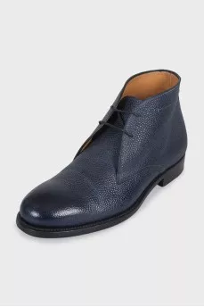 Men's blue leather lace-up boots