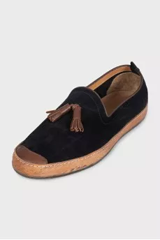 Чоловічі сині сліпони із замші
