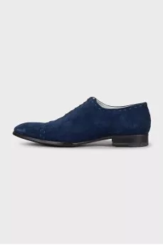 Men's blue suede lace-up shoes