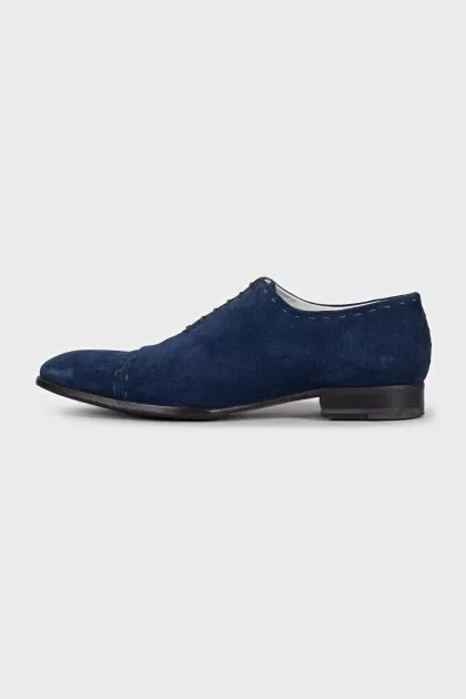 Men's blue suede lace-up shoes
