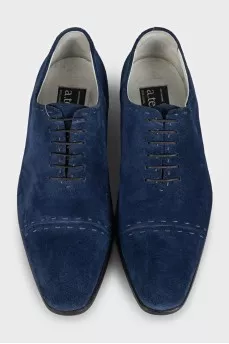 Men's blue suede lace-up shoes