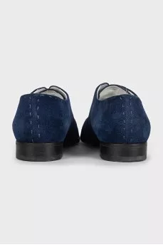 Men's blue suede lace-up shoes