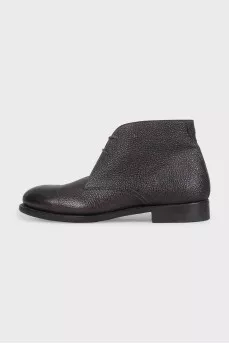 Men's brown leather lace-up boots