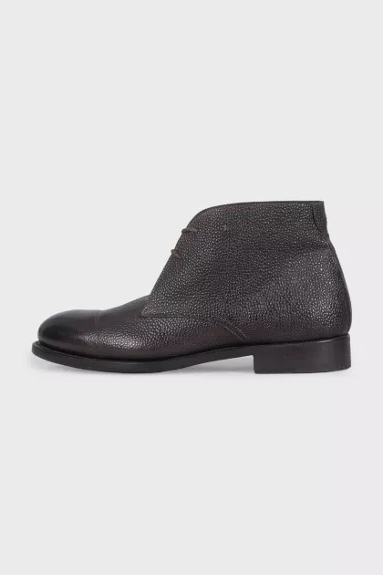 Men's brown leather lace-up boots