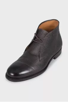 Men's brown leather lace-up boots