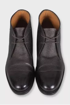 Men's brown leather lace-up boots