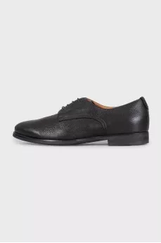 Men's brown leather lace-up shoes
