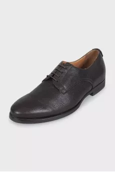 Men's brown leather lace-up shoes
