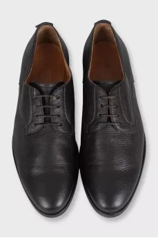 Men's brown leather lace-up shoes