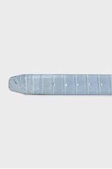 Men's blue crocodile leather belt