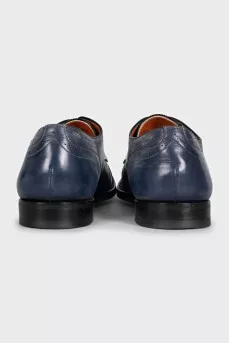 Men's blue leather shoes with perforations