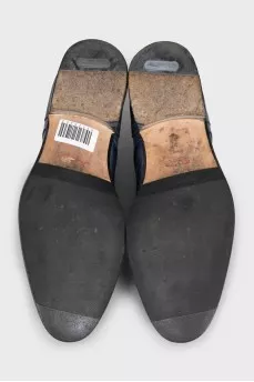 Men's blue leather shoes with perforations