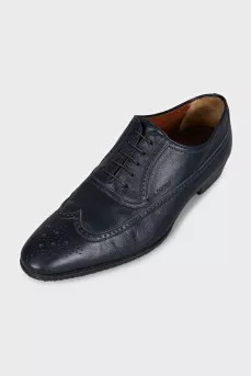 Men's leather lace-up brogues with perforations