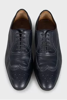 Men's leather lace-up brogues with perforations