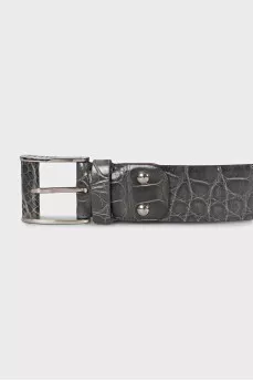 Men's gray crocodile leather belt