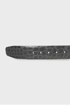 Men's gray crocodile leather belt
