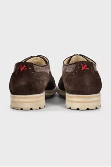 Men's brown suede and fabric brogues