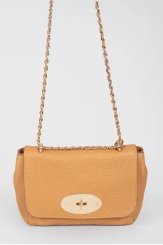 Brown leather bag on a swivel fastener