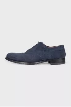 Men's blue suede lace-up brogues