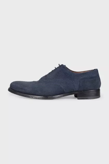 Men's blue suede lace-up brogues