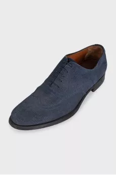 Men's blue suede lace-up brogues